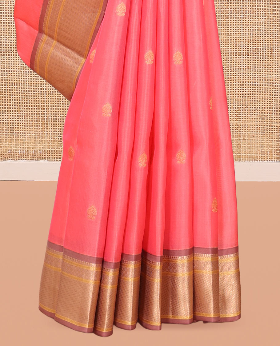 Pink-Light Chocolate Vasundhara Lite Silk Mix Saree