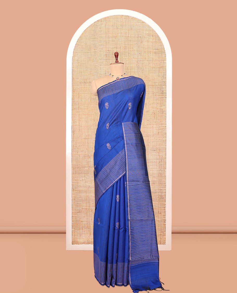 Blue Dupion Saree