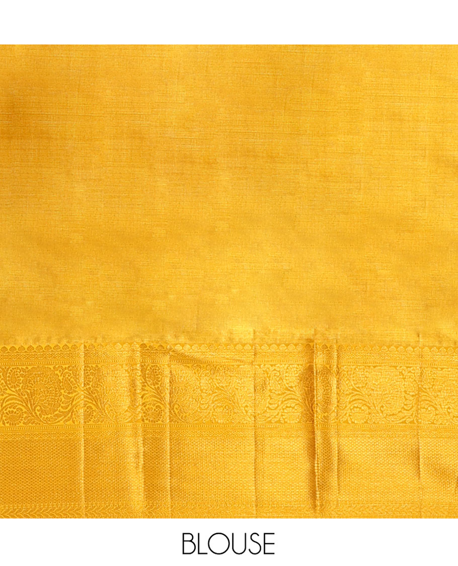 Pink Kanchipuram Tissue Silk Saree, Mesmerized with Jacquard Design on Its Body, Complemented by a Contrast Border of Thilakam, Kodi Visiry, Muthu, Mayil Kann, and Kathir Designs, Pallu Steeped with Poun Designs, and Paired with a Contrast Blouse