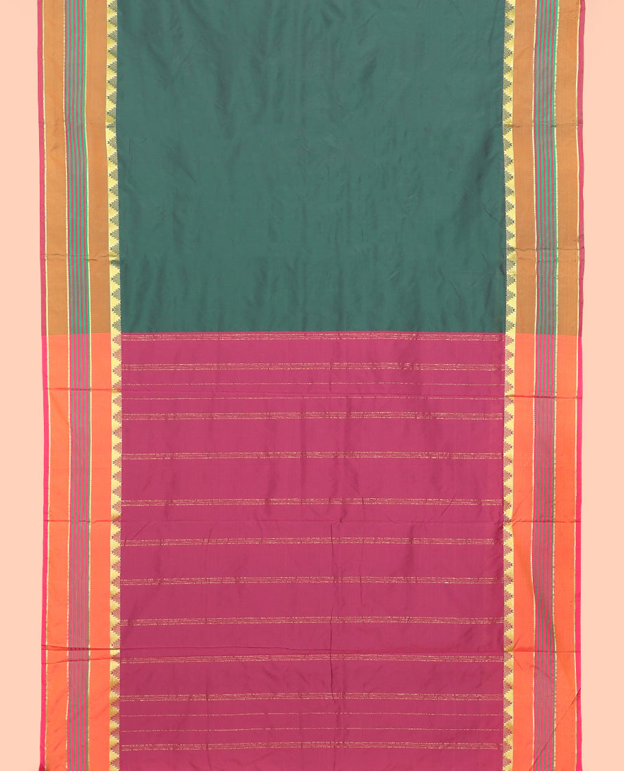 Green Plain Ten-Yard Art Silk Saree