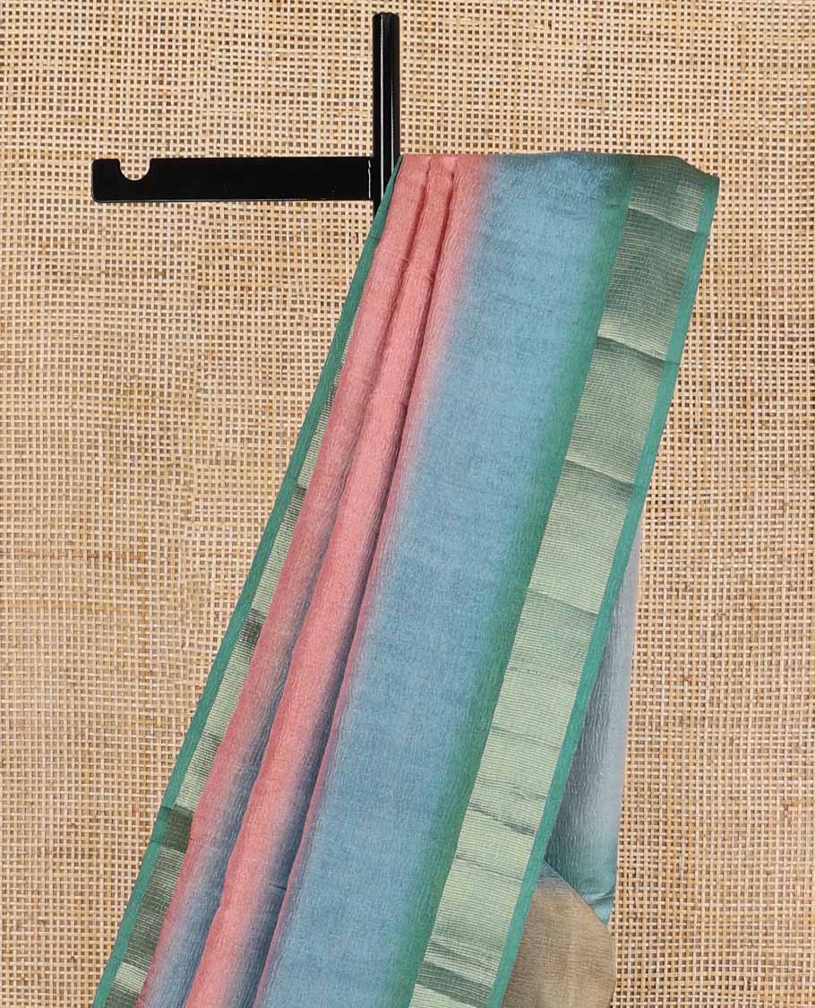 Multi-color striped tussar saree with contrast zari border & striped pallu