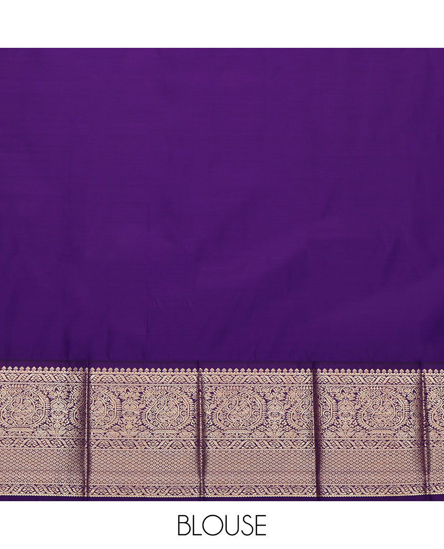 Light Sandal Budget Silk Saree, Sparsely Threaded with Zari Buttas All Over Its Body, Complemented by a Contrast Traditional Zari Design Border, Grand Jaal Pallu, and Paired with a Contrast Blouse