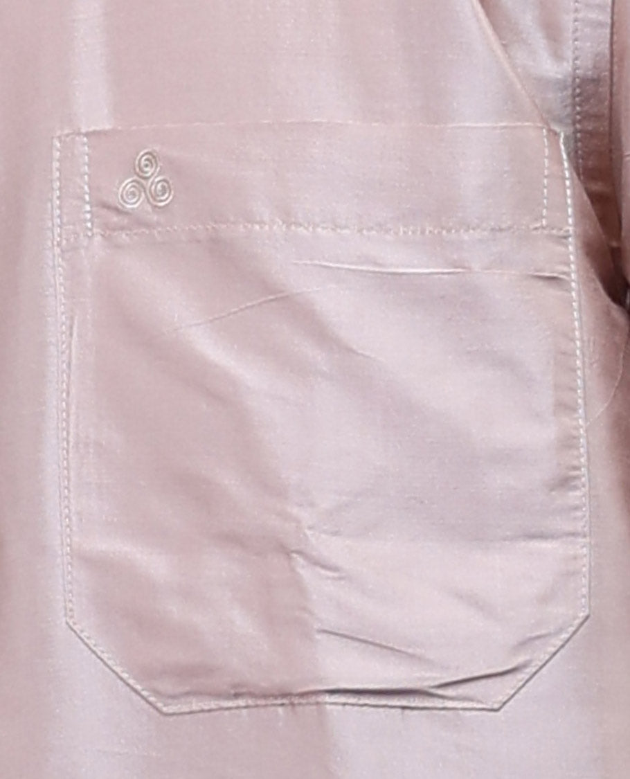 Cream plain design full-sleeve pure-silk shirt