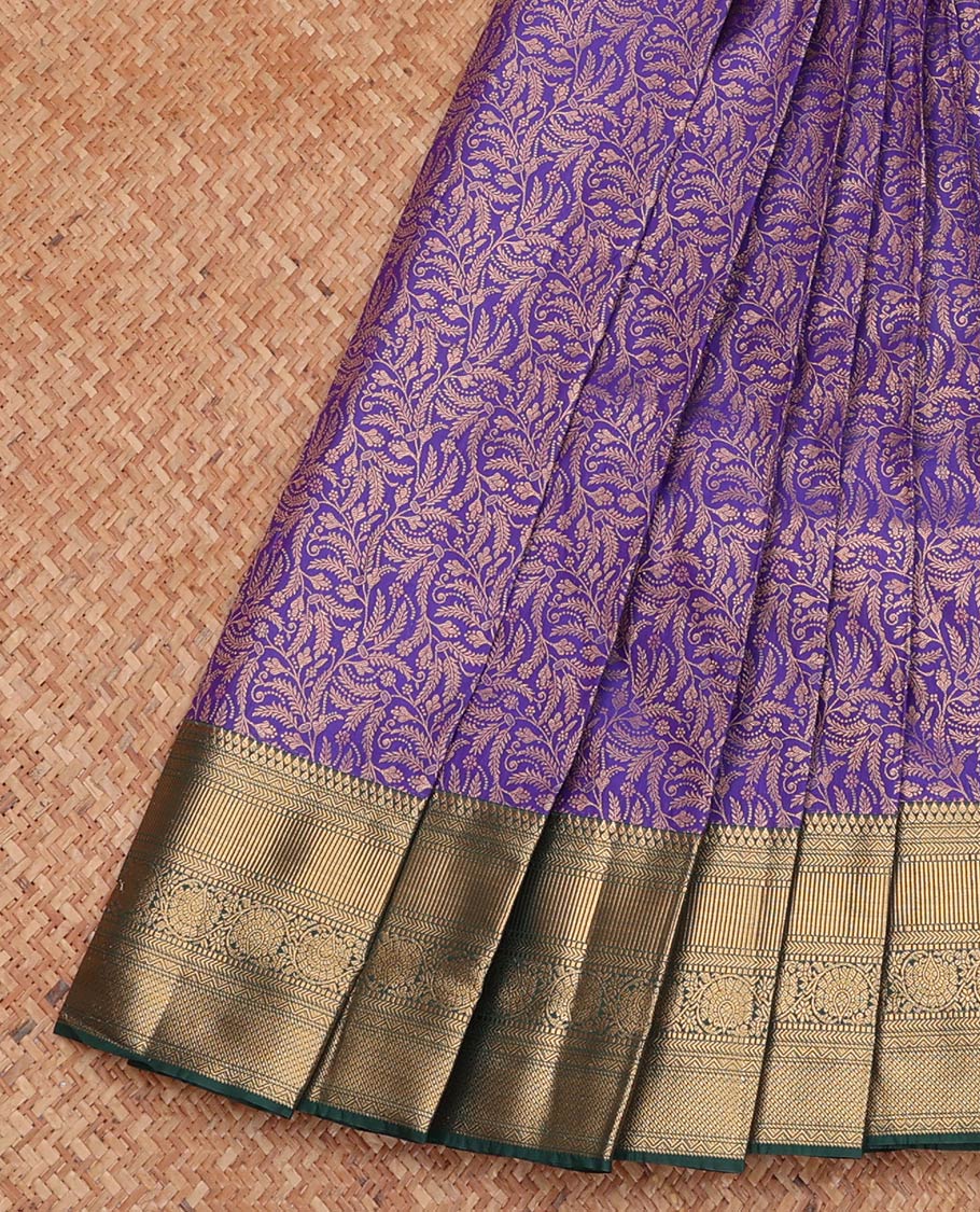 Violet Budget Silk Saree, Embellished with Jacquard Design, Complemented by a Contrast Traditional Zari Border, Grand Pallu, and a Contrast Blouse