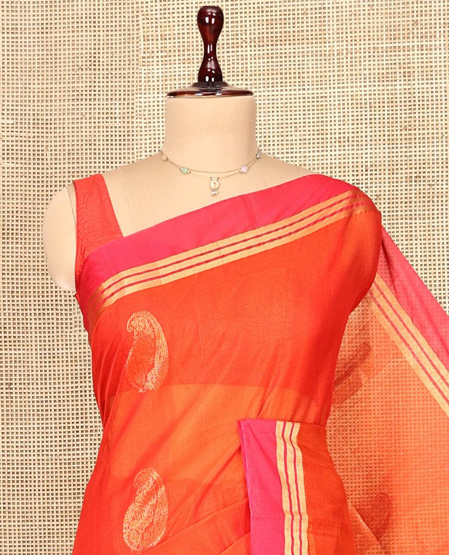 Orange Paisley Silk Cotton Saree