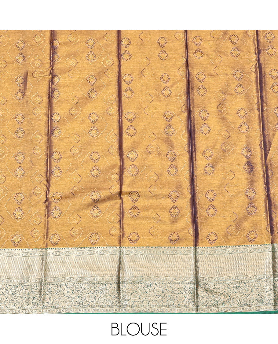 Mustard Art Silk Half-Saree, Delicately Woven with Jacquard Design, Contrast Traditional Zari Border, and Paired with a Matching Blouse