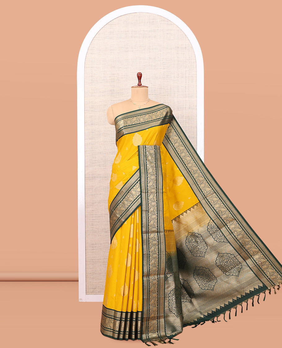 Yellow Zari Butta Budget Silk Saree