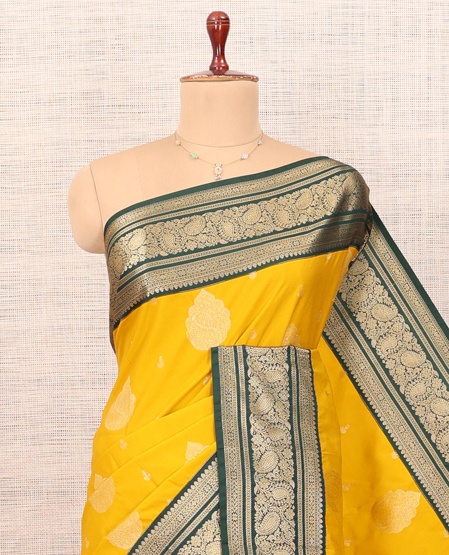 Yellow Zari Butta Budget Silk Saree