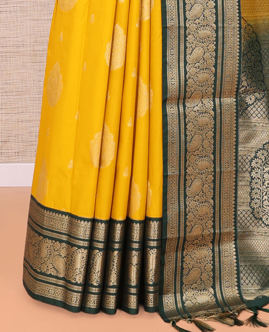 Yellow Zari Butta Budget Silk Saree
