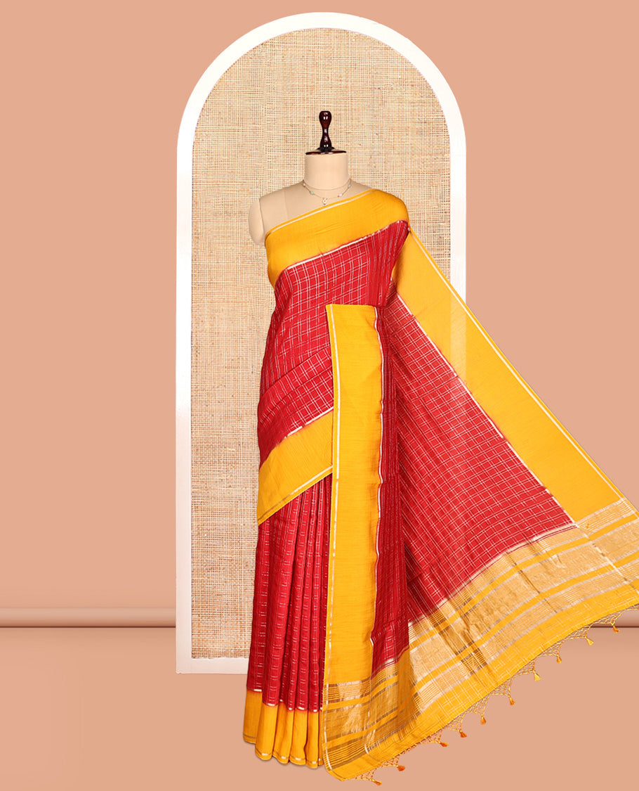Red Assam Silk Saree