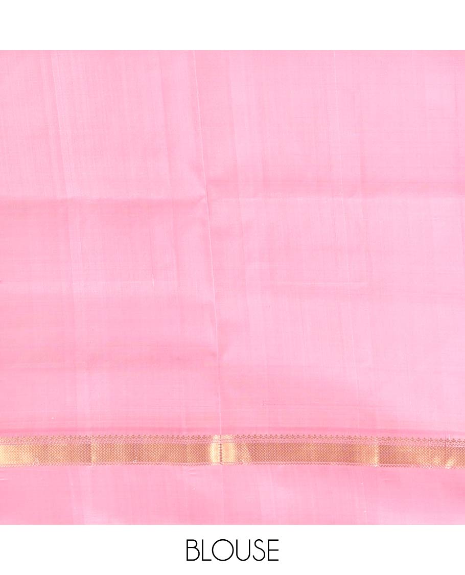 White Mayuri Soft Silk Saree, Simply Sparkled with Buttas All Over Its Body, Complemented by Contrast Kal Eragina Border of Vanki Designs, Sparsely Sparkled Pallu, and Paired with a Contrast Blouse
