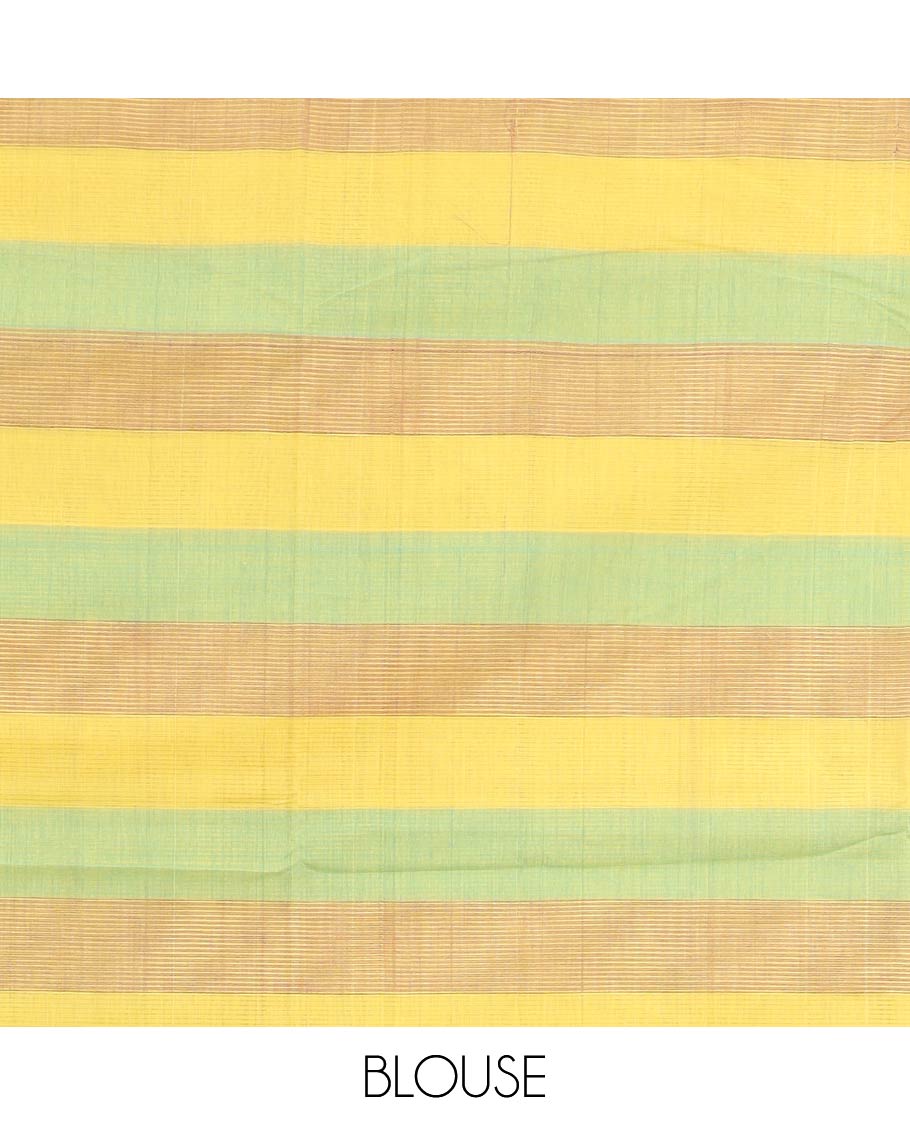 Multi-colored checked mangalagiri cotton saree with contrast border & striped pallu