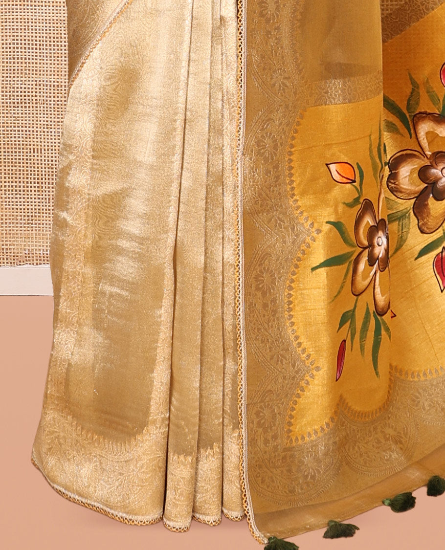 Mustard Fancy Organza Saree