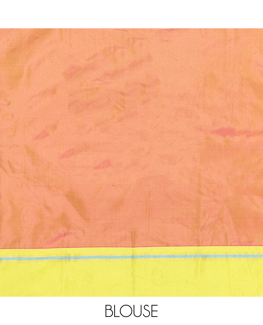 Rani Pink Aarani Gift Saree, Subtly Sparkled with Stripes on Its Body, Complemented by a Contrast Border, a Pallu of Stripes, and Paired with a Contrast Blouse