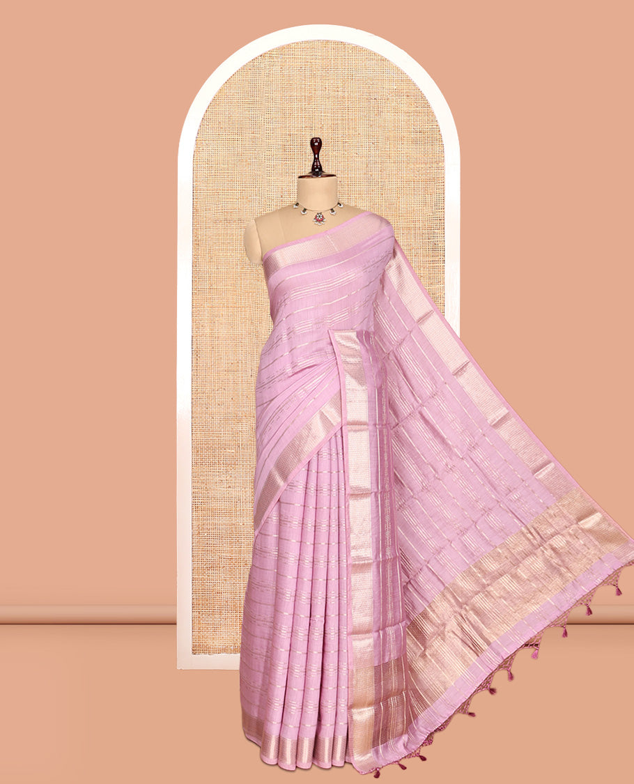 Pale Pink Assam Silk Saree