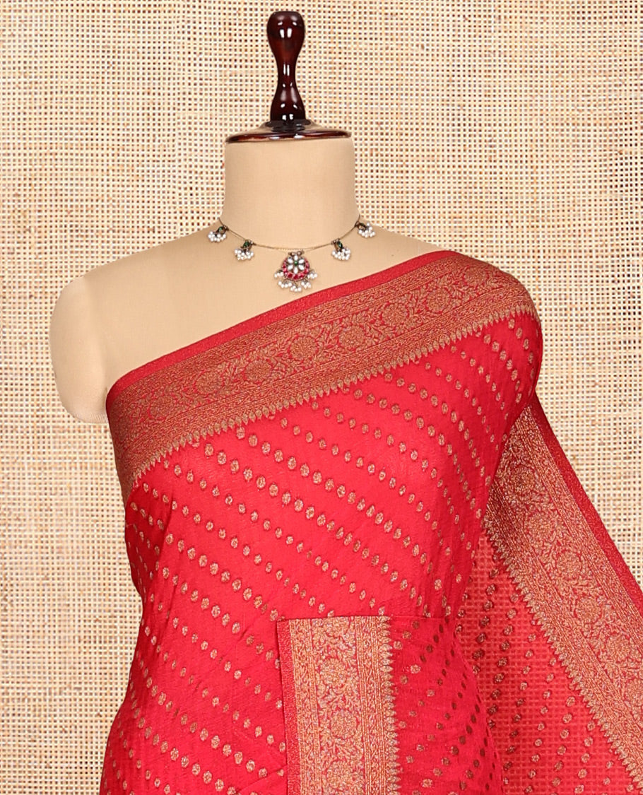 Red Fancy Crepe Saree