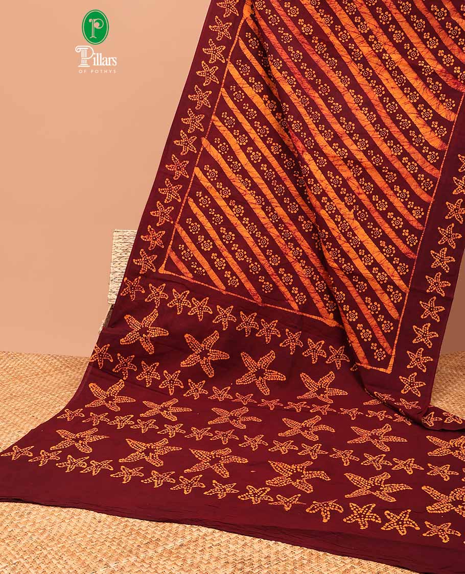 mustard batik design sungudi cotton saree with bandhini design border & bandhni design pallu