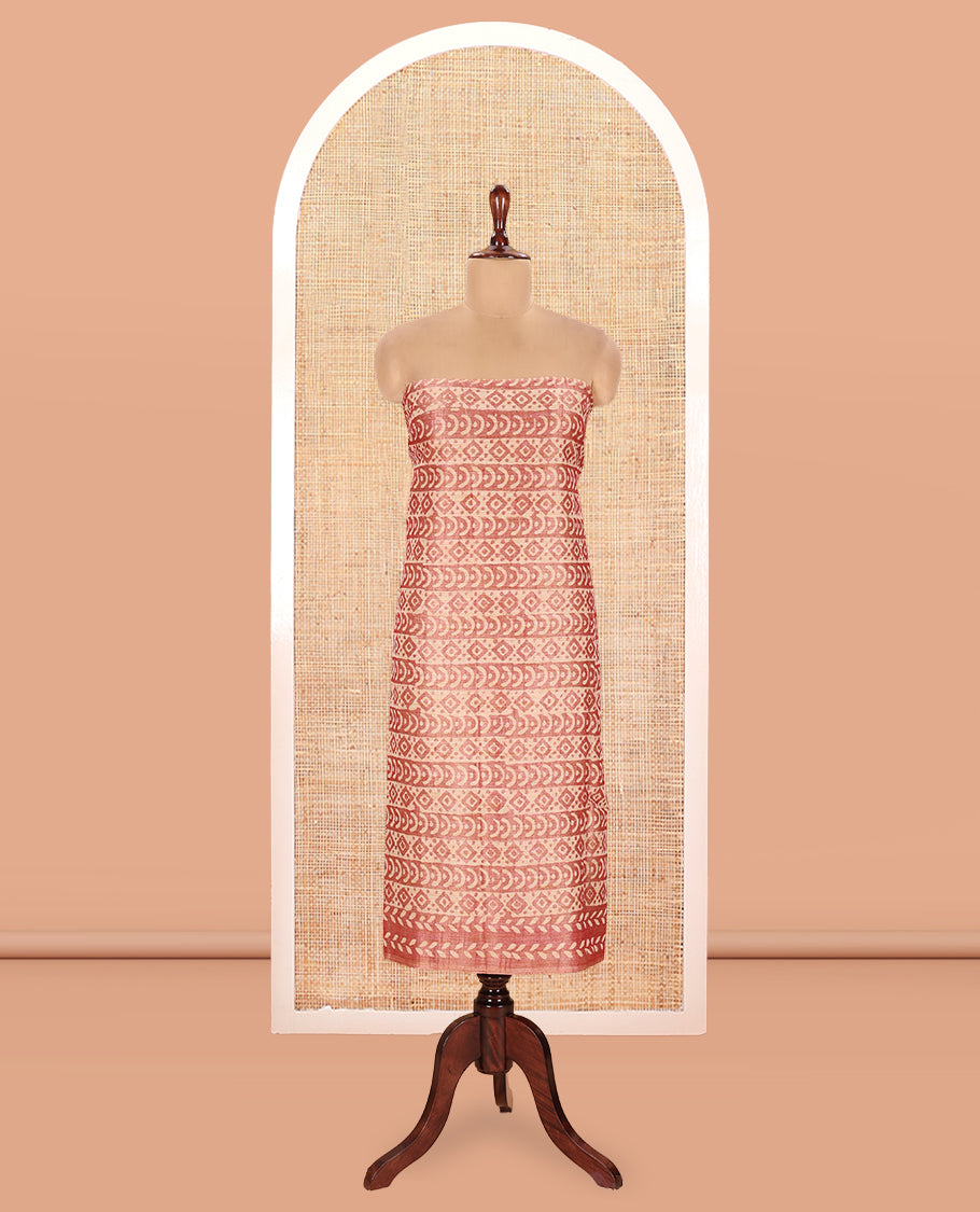 Onion Pink Semi-Silk Khadi Jute Material Chudidar Set