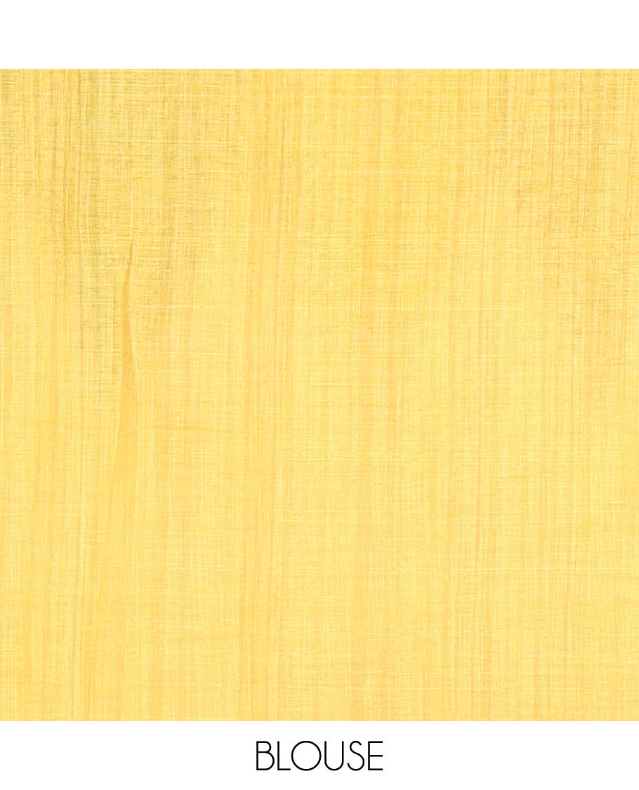 Cream Plain Linen Cotton Saree, Complemented by Multi-Colored Temple Border, Pallu Features Temple Designs, and Paired with a Contrast Blouse