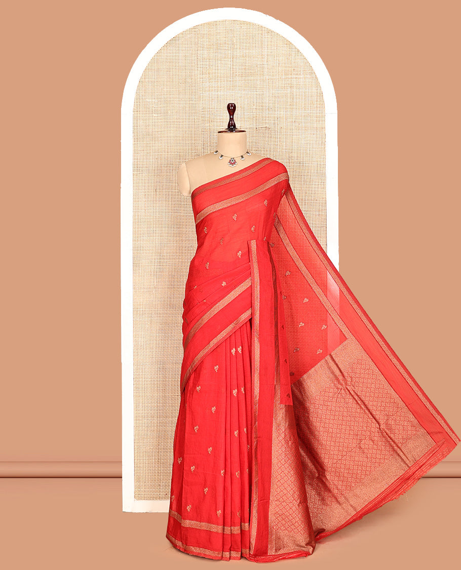 Red Fancy Crepe Saree
