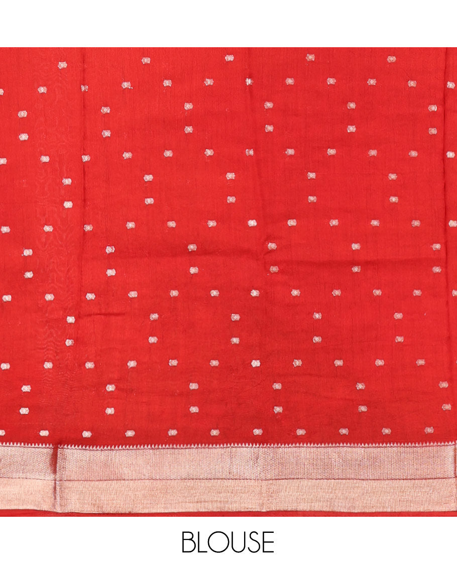 Pink Assam Silk Saree, Steeped in Richness of Zari Buttas, Complemented by a Contrast Traditional Zari Border, Zari-Striped Pallu, and a Contrast Blouse