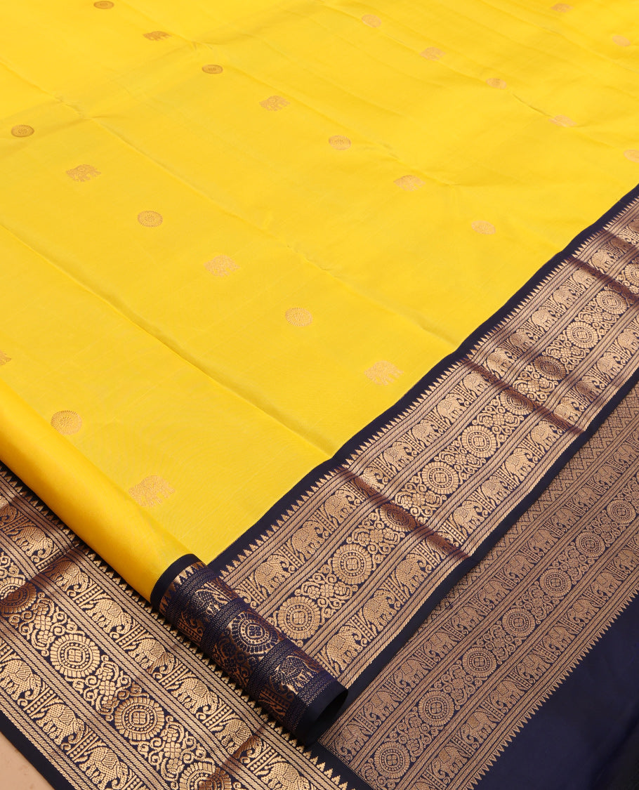 Yellow Kanchipuram Silk Saree