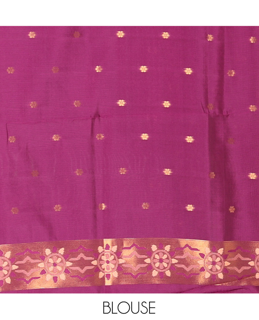 Onion Pink Elite Soft Silk Saree, Adorned with Pochampally-Style Ikat Thread Weave, Contrast Chakra Border, Floral Pallu, and a Contrast Blouse