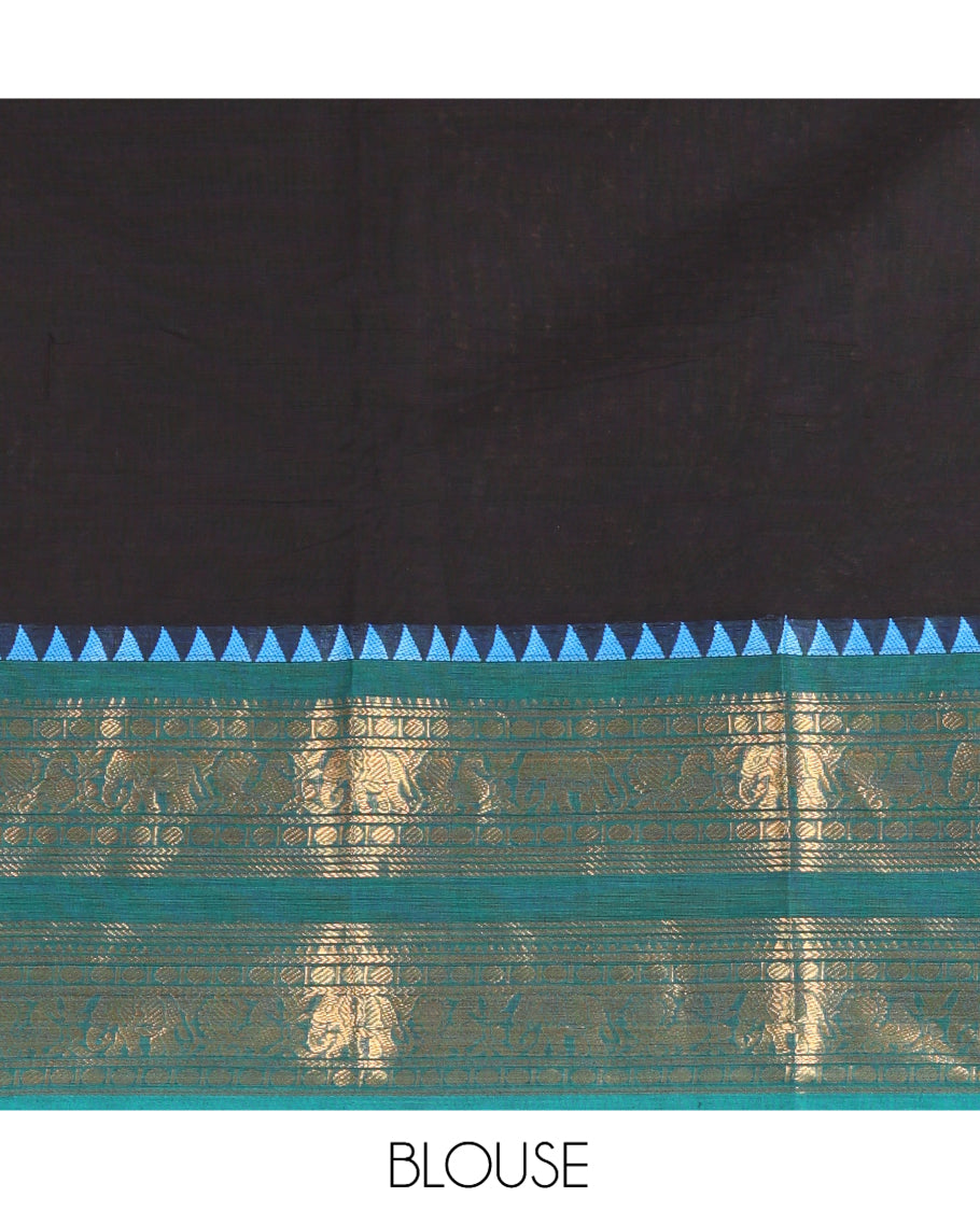 Black Plain Chettinad Cotton Saree