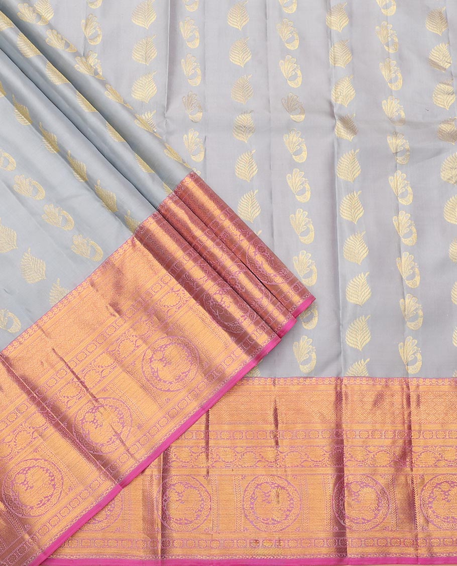 Grey Pure-Silk Half-Saree