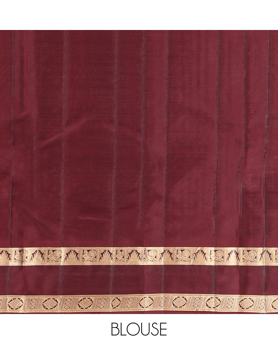 Lavender Vasundhara Lite Silk Mix Saree, Enriched with Mayil Chakram Butta Enclosed Checks, Complemented by a Contrast Rettai Pettu Border of Thazampoo Rekku, Mayil, and Chakram Designs, Boldly Accentuated Pallu, and Paired with a Contrast Blouse