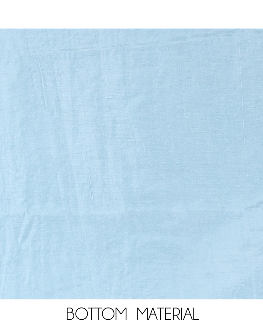 Sea Blue Vichitra Silk Material Chudidar, Embroidered and Cut-work Top, Santoon Bottom, and an Embroidered Dupatta