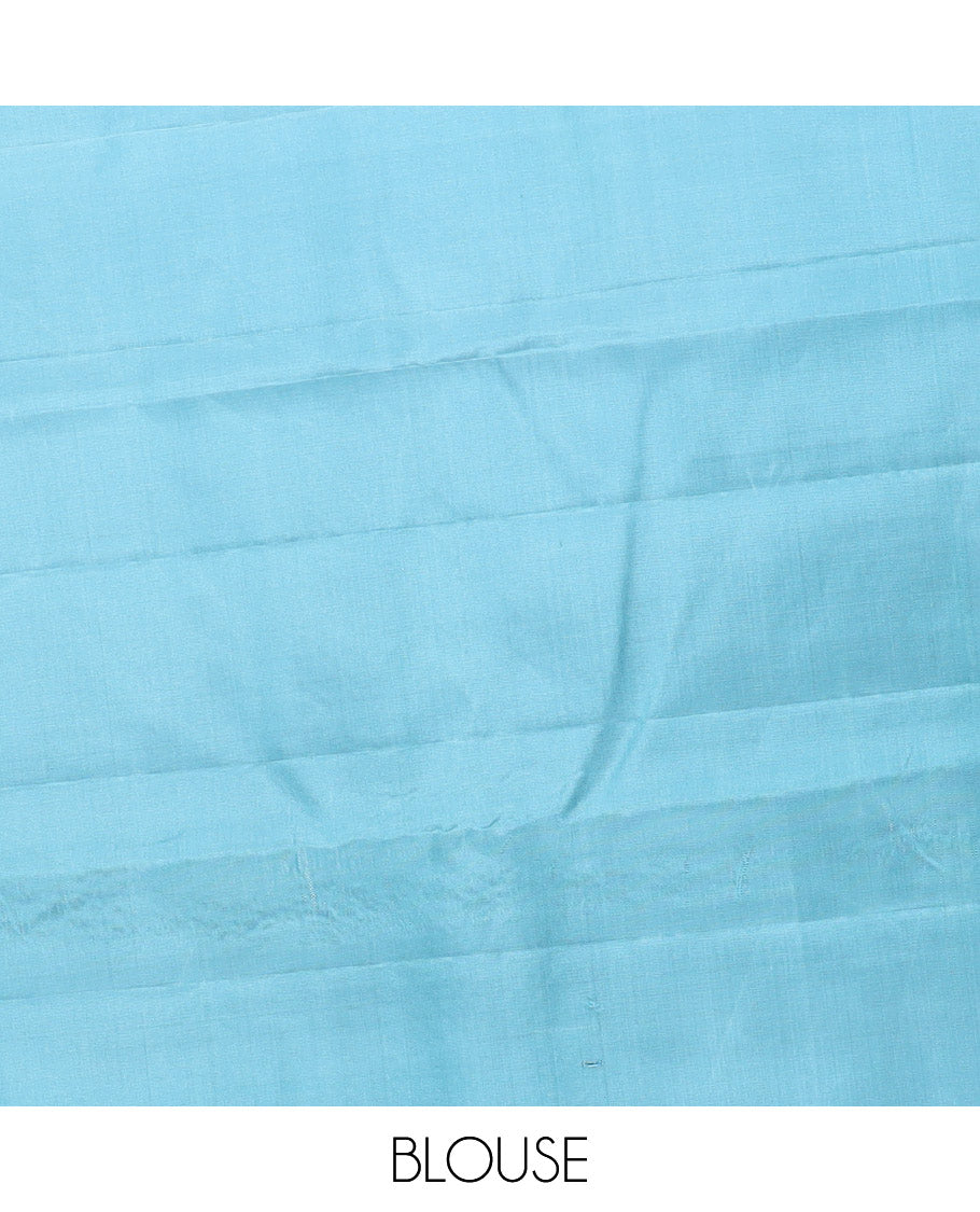 Yellow striped, floral design kancheepuram silk sareee with checked floral design pallu