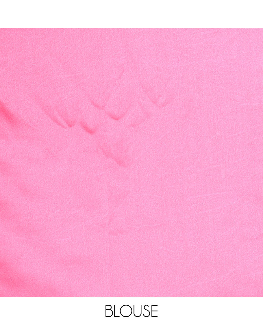 Borderless pink ombre-toned gleaming Shimmer Georgette saree, self-pallu with tassels and a plain pink blouse