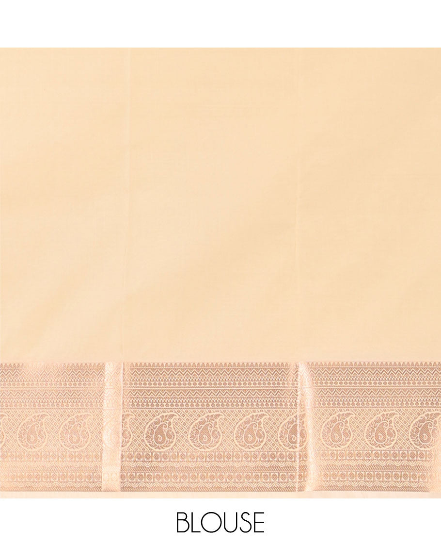 Light brown all-over floral design budget silk sareee with self floral design border