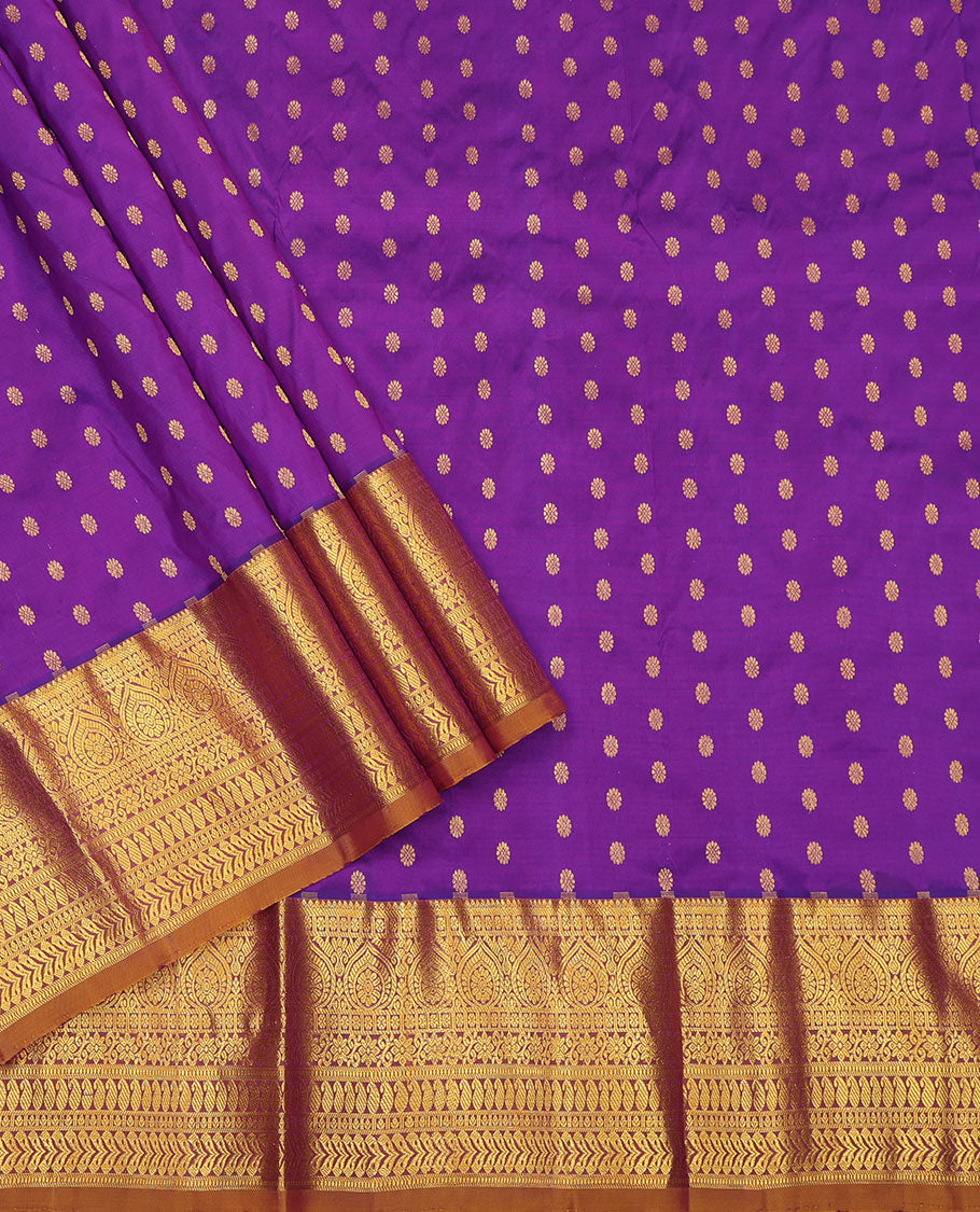 Violet Pure Silk Navarathna Pavadai Material Set