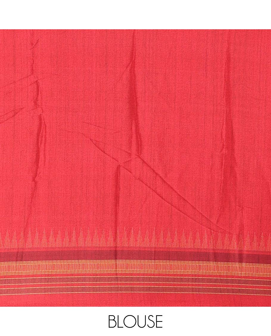 Black floral printed Italian crepe saree, contrast temple printed border, striped pallu, and a printed bordered blouse