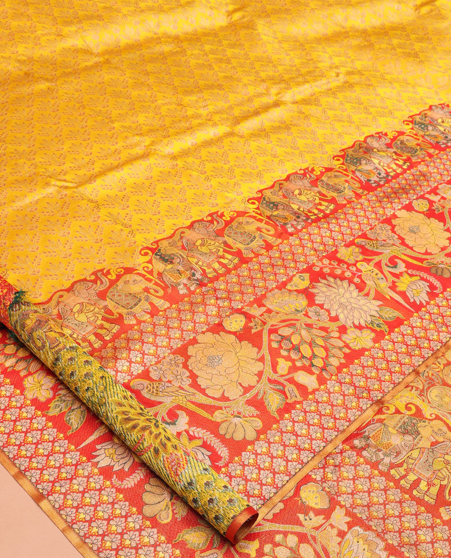 Yellow Kanchipuram Tissue Silk Saree