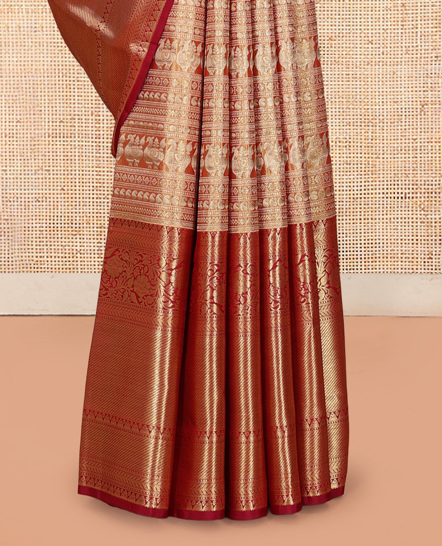 Red Kanchipuram Tissue Silk Saree