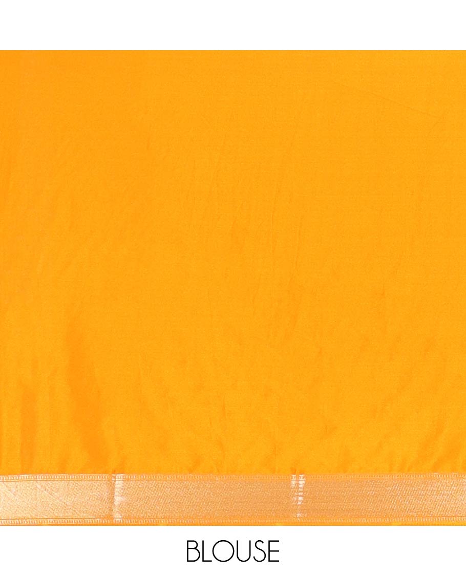 Mustard Traditional Zari Woven Mysore Silk Saree, a Zari Border, Striped Pallu, and a Matching Blouse