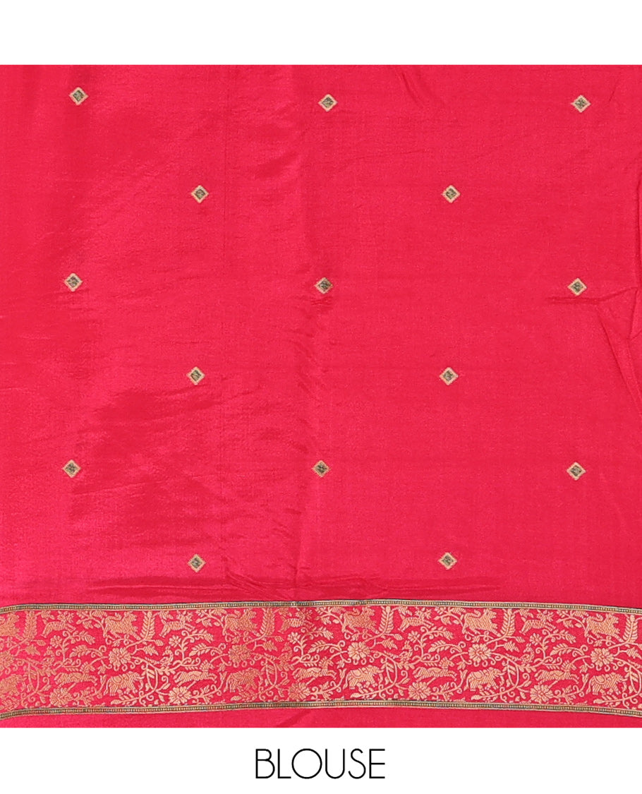 Rama Blue Micro Checks Fancy Mysore Silk Saree