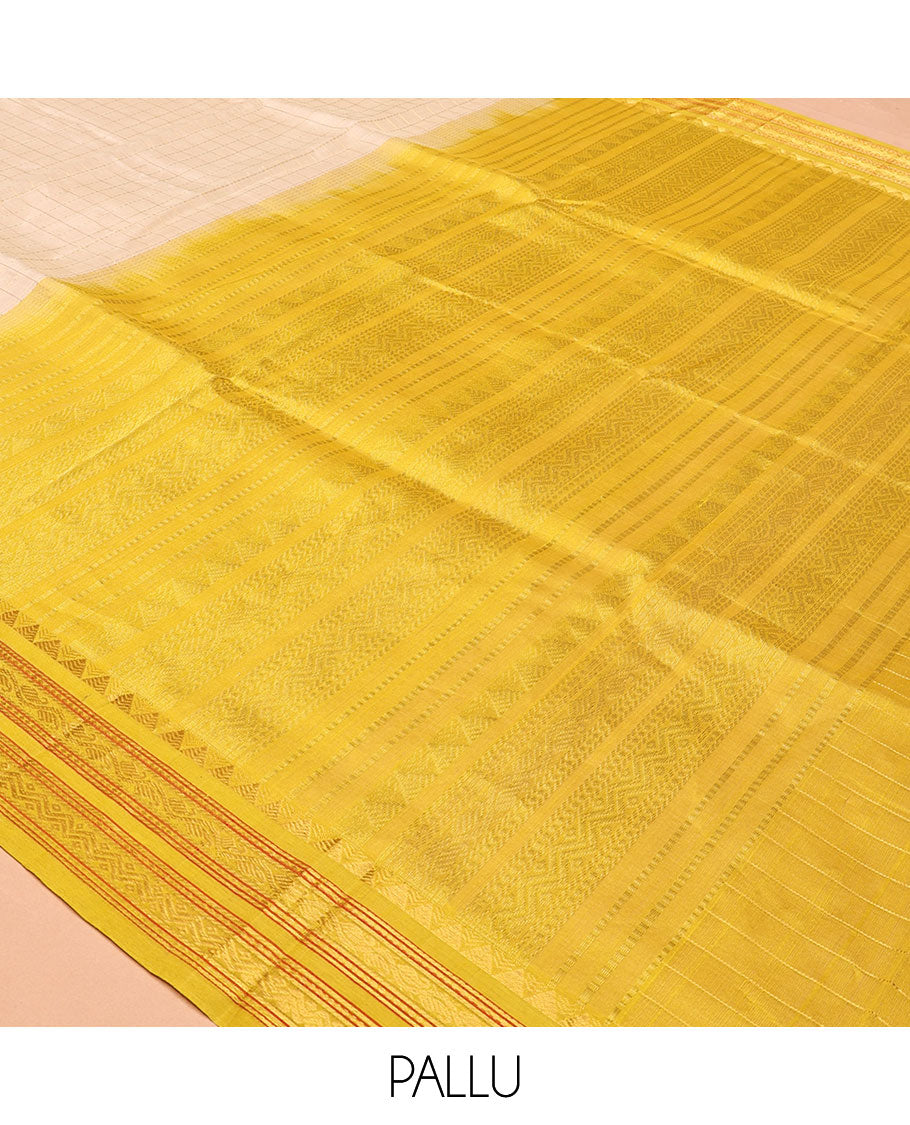 Light Sandal Checks Kuppadam Silk Saree