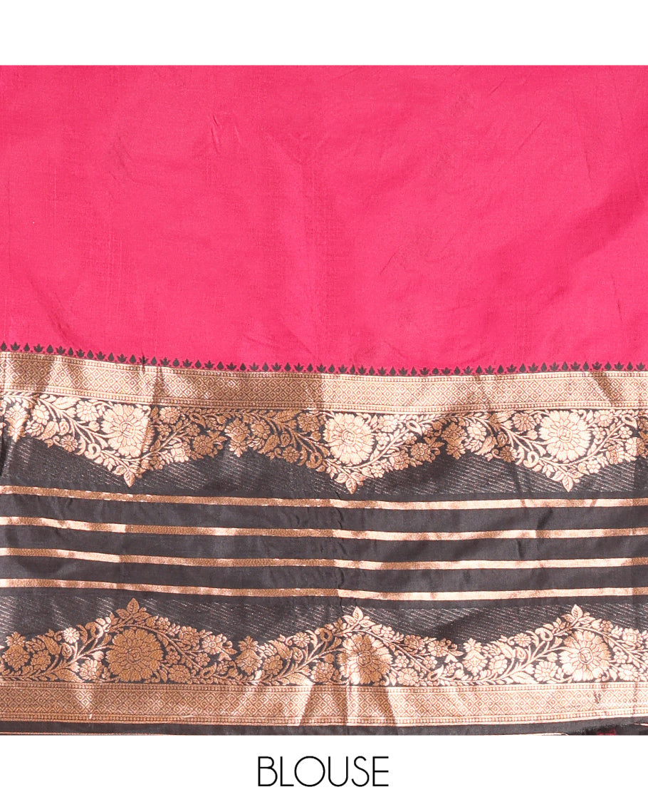 Rani Pink Semi-Silk Half-Saree