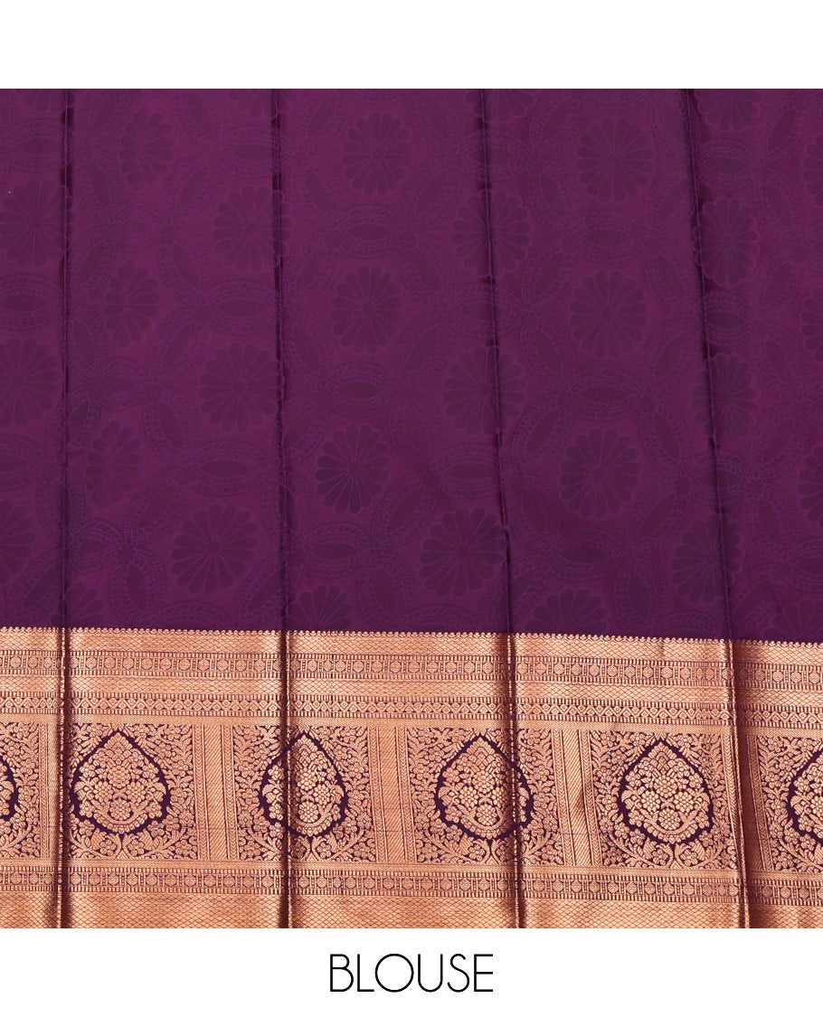 Grey Budget Silk Saree, Woven with Jacquard, Complemented by Contrast Traditional Zari Border, Jaal Pallu, and a Contrast Blouse