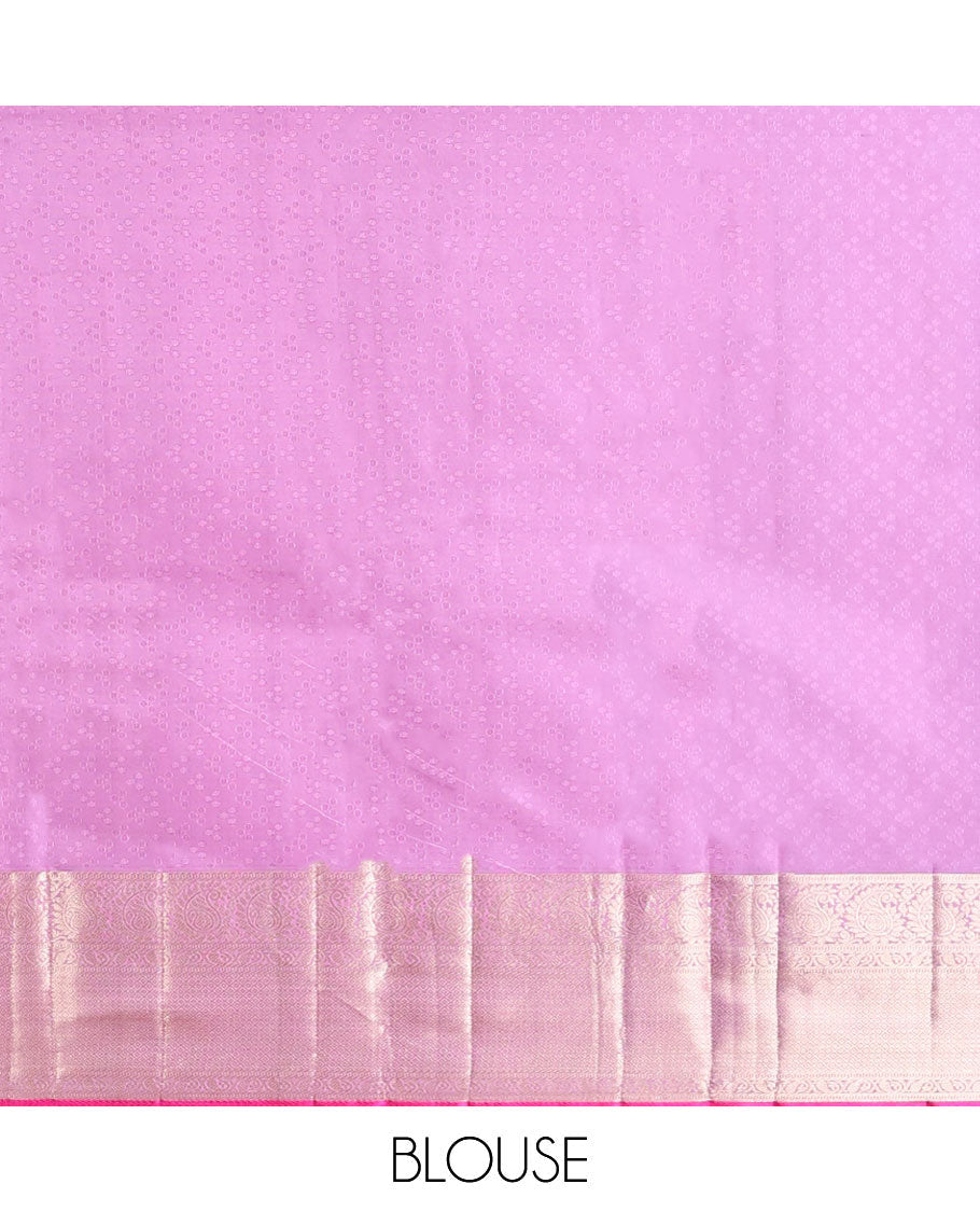 lavender floral jacquard kancheepuram silk saree with self floral design border & jaal design pallu
