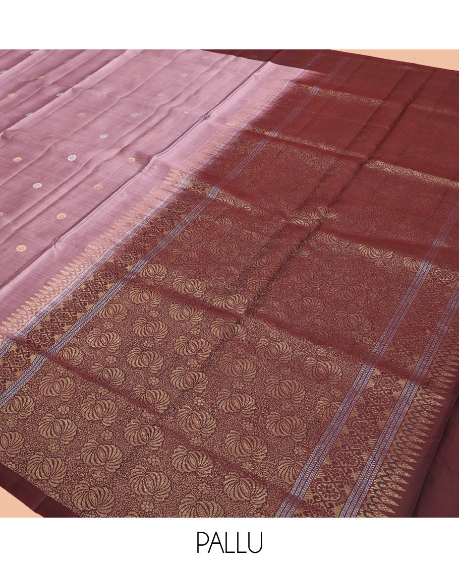 Purple Mayuri Lite Silk Mix Saree, Detailed with Zari Buttas, Complemented by Contrast Zari Buttas Border, Intricate Pallu, and a Contrast Blouse