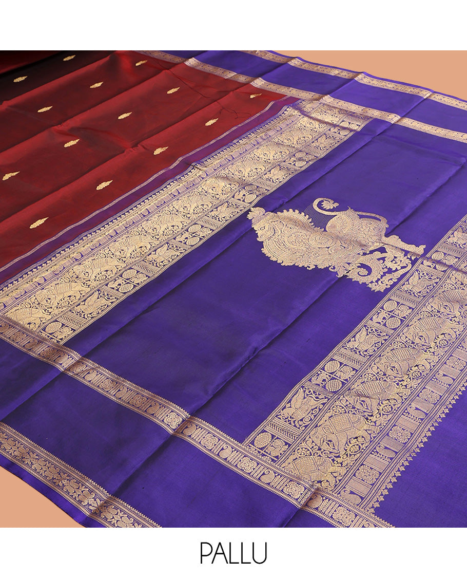Red Kanchipuram Chettinad Saree