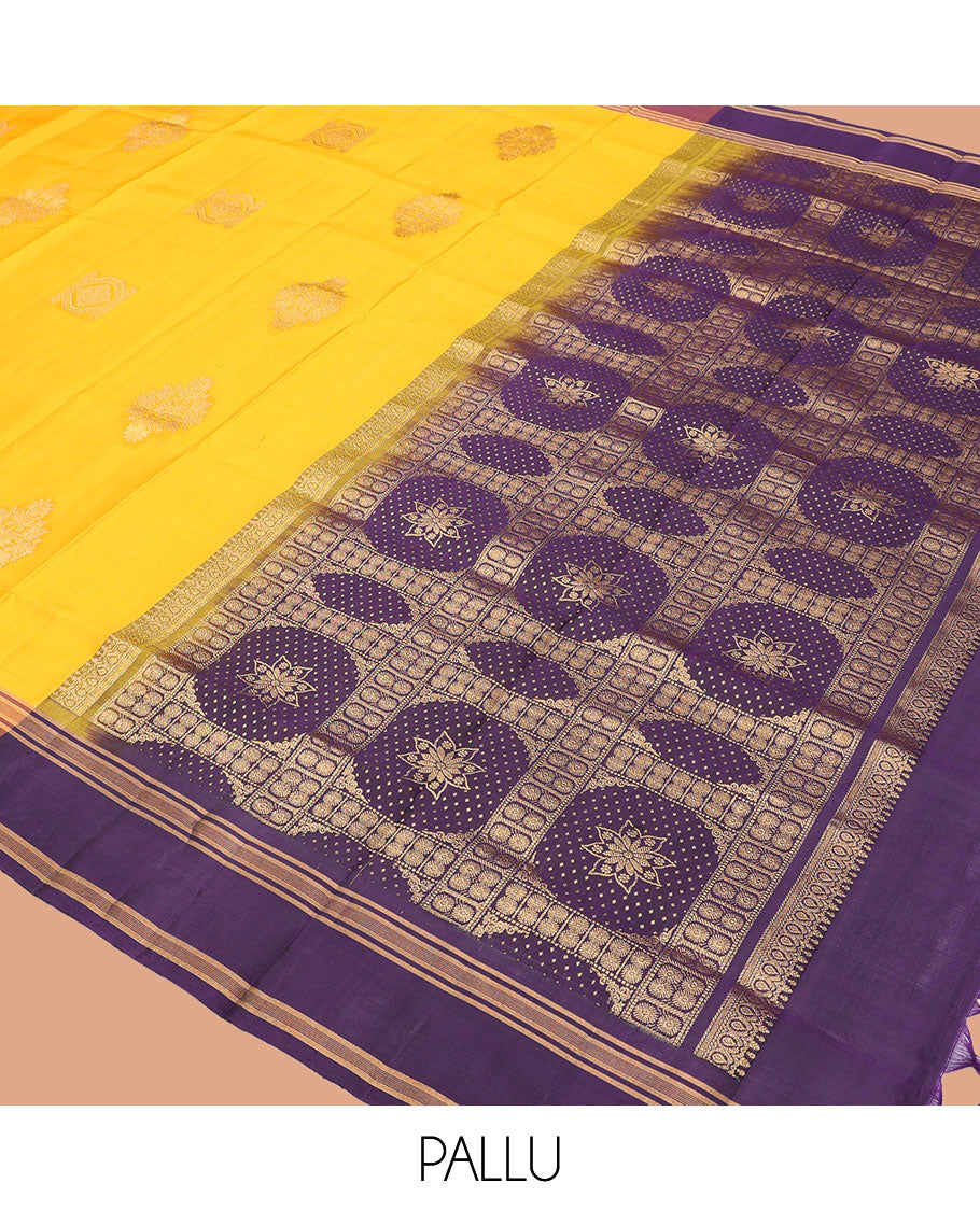 Yellow Mayuri Lite Silk Mix Saree