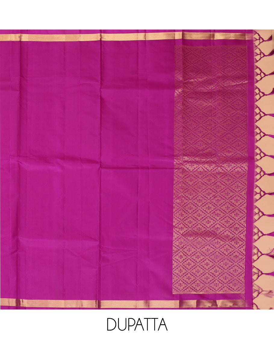 Orange Pure-Silk Half-Saree