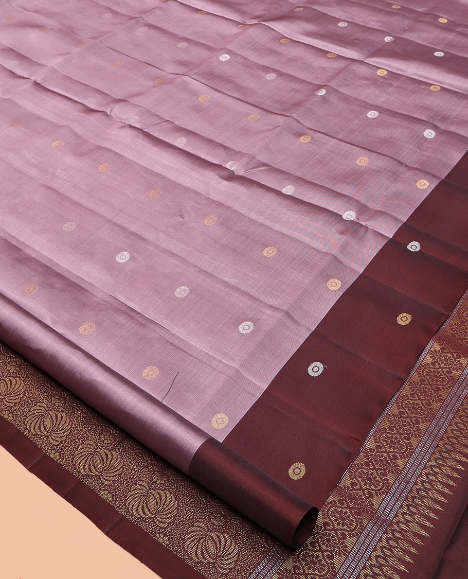 Purple Mayuri Lite Silk Mix Saree, Detailed with Zari Buttas, Complemented by Contrast Zari Buttas Border, Intricate Pallu, and a Contrast Blouse