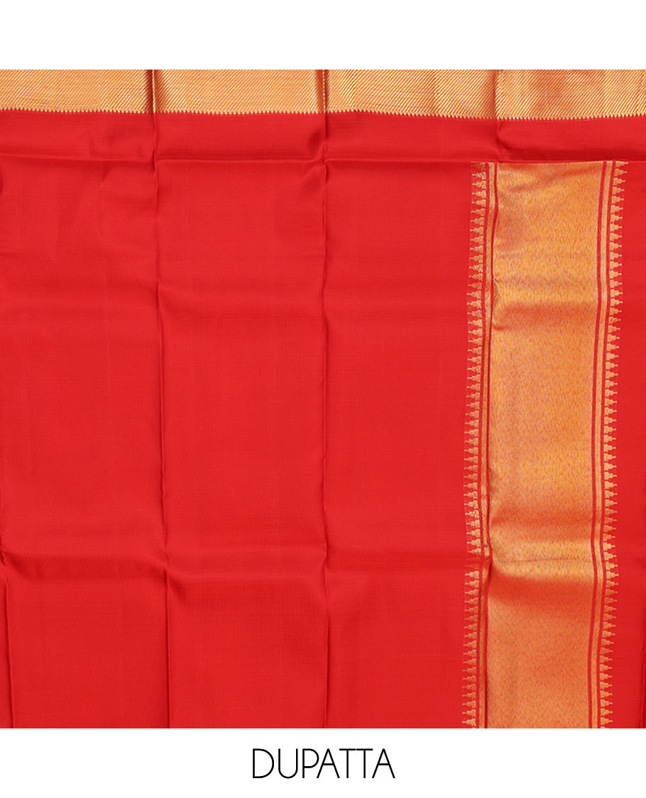 Red Pure Silk Half-Saree